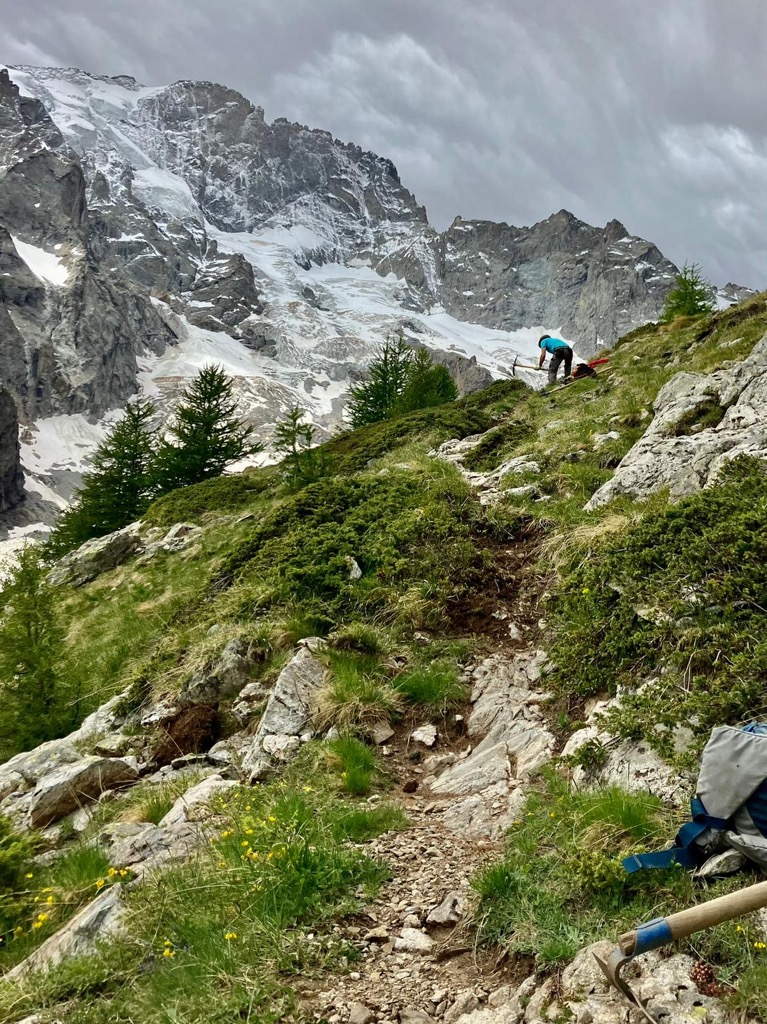 Working on trails at La Grave Bike Park. Photo: Sergei Poljak. How to Start Mountain Biking