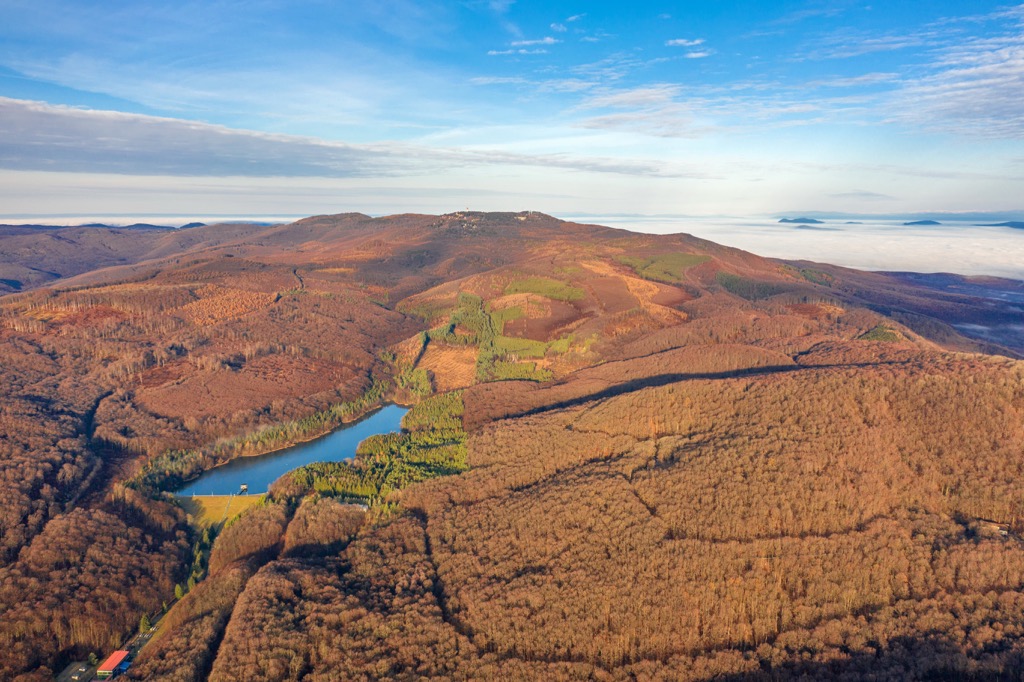 Matra mountains with Csori-reti water reservoir, Hungary