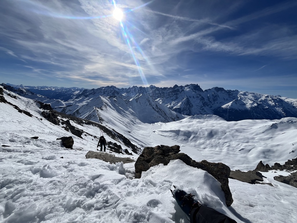 Anna reaches the summit ridge. Photo: Sergei Poljak. Refuge du Goleon 