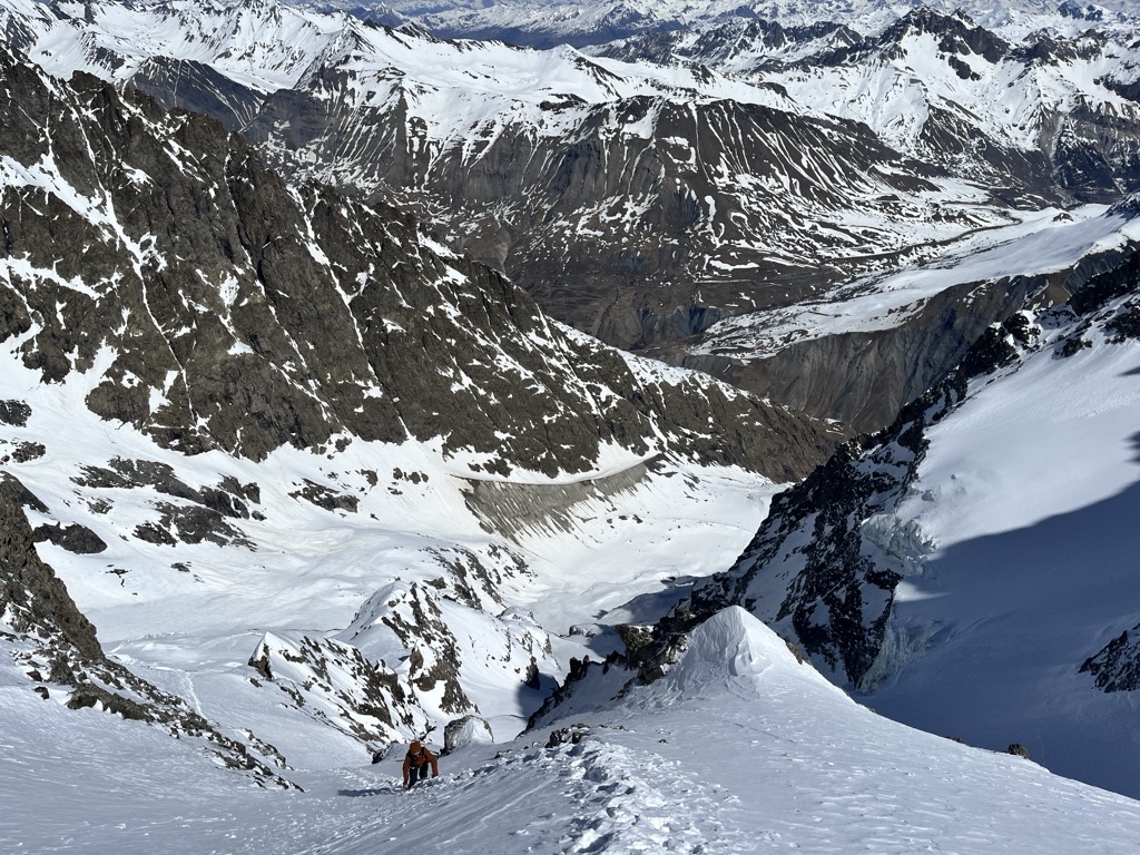 Almost there. Photo: Sergei Poljak. Journal des Ecrins: Col Claire Ski Descent