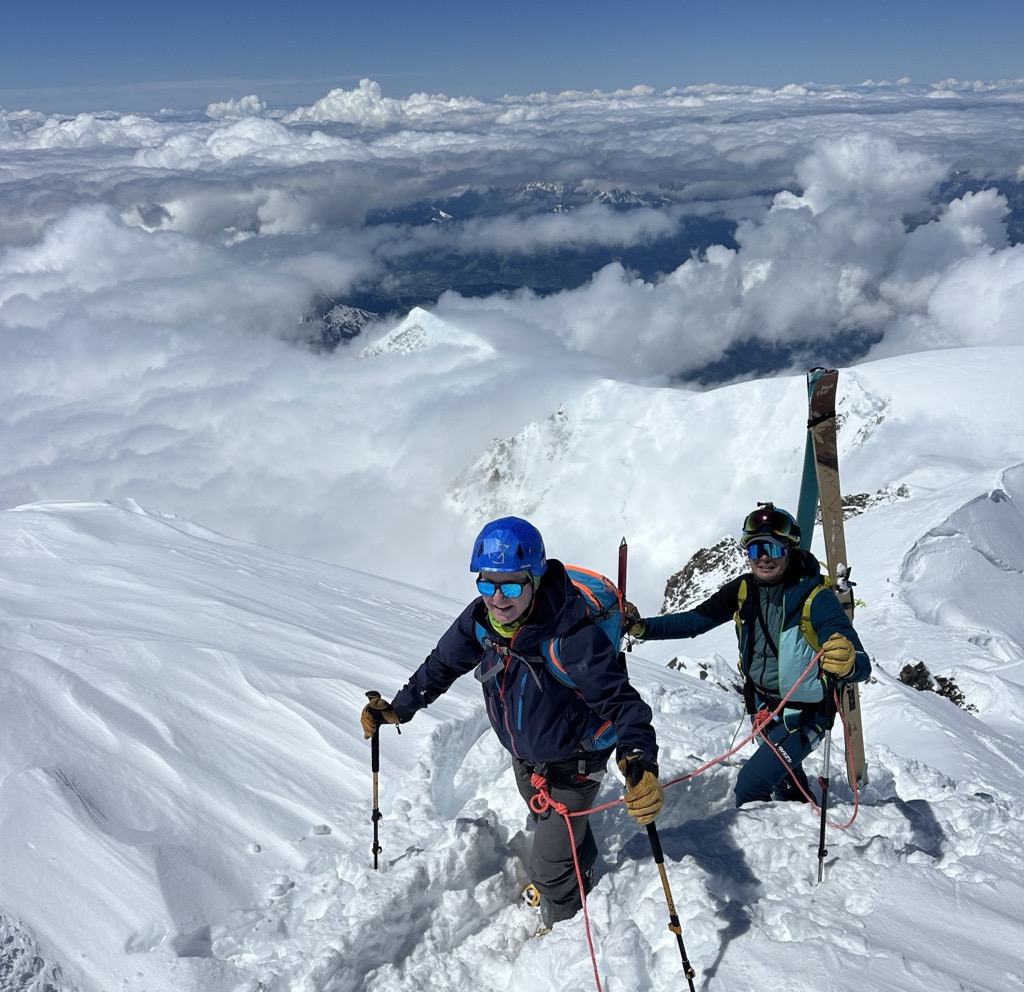 Roped up for the final pitch. Photo: Denis Bulichenko. Mont Blanc in a Day