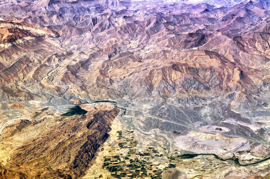 desert mountains aerial, Iran