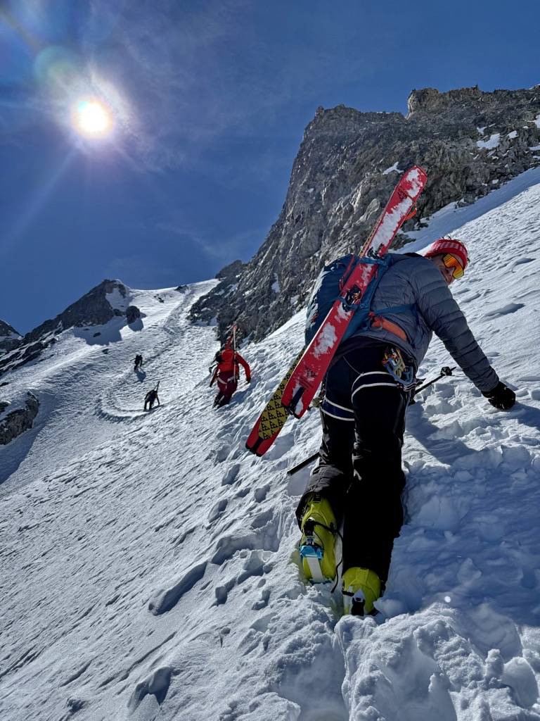 The traverse doesn’t look so bad in this photo. Photo: Ella Lochhead. Journal des Ecrins: Col Claire Ski Descent