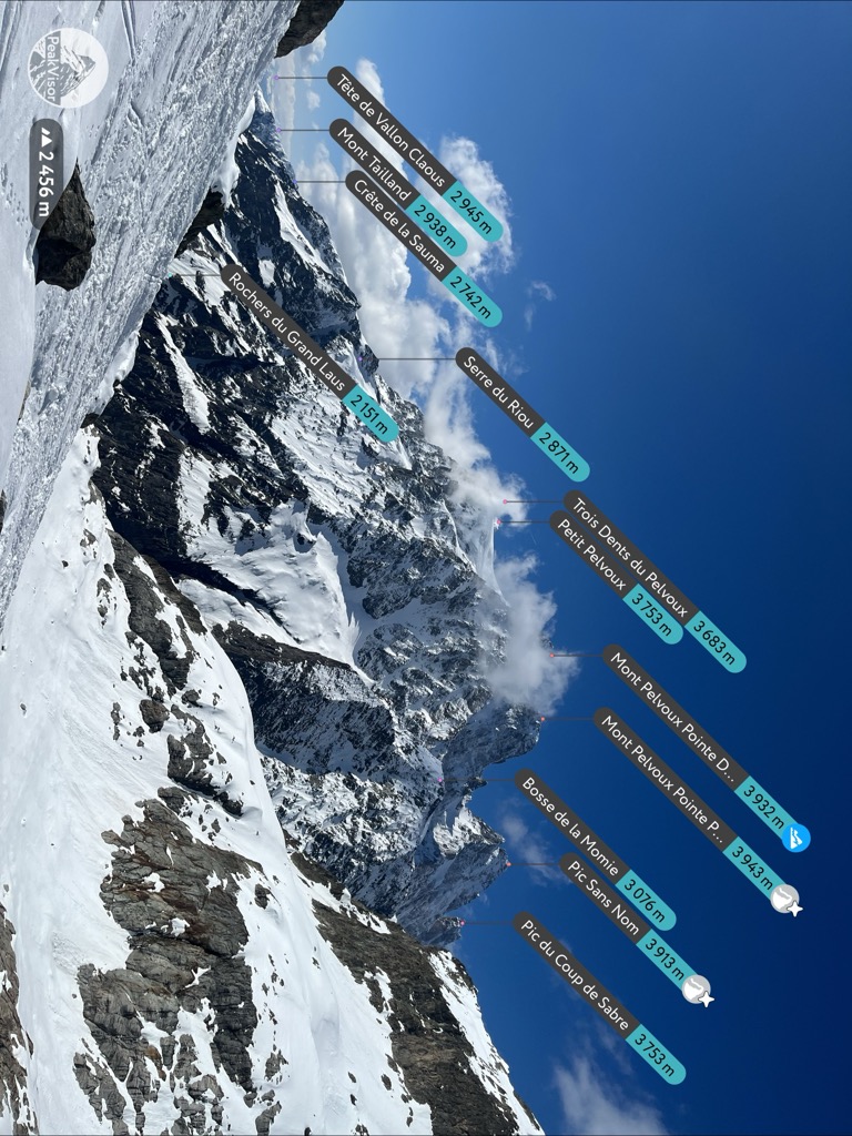 Using the PeakVisor app to decipher the complex Pelvoux Massif. Photo: Sergei Poljak. Journal des Ecrins Ski