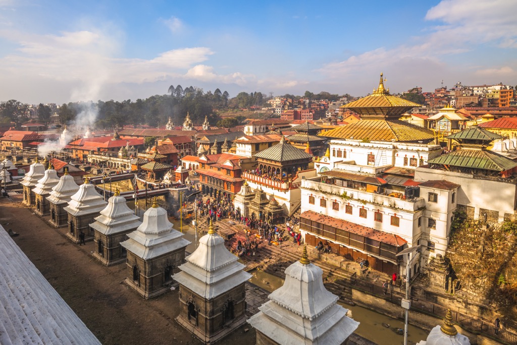 The Bagmati River is sacred to Buddhists and Hindus, with many temples lining its banks, including the Pashupatinath Temple. Kathmandu
