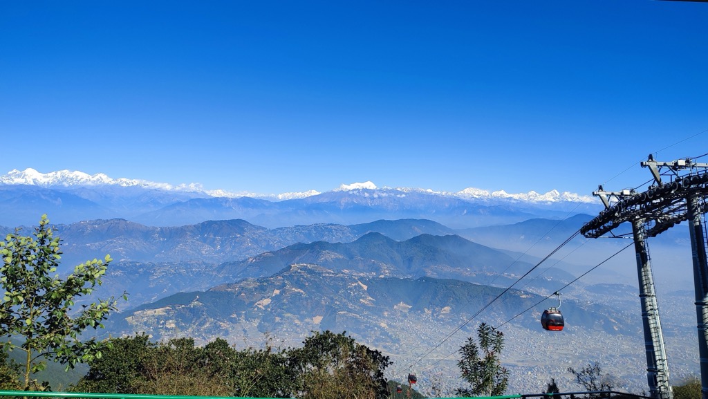 The view to the north from Chandragiri Hill across the Kathmandu Valley. Kathmandu