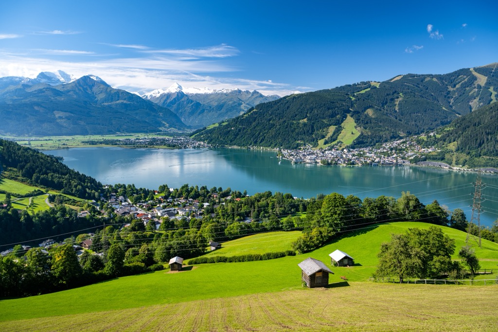 Zeller See is the largest lake in the Kitzbühel Alps. Kitzbuehel Alps
