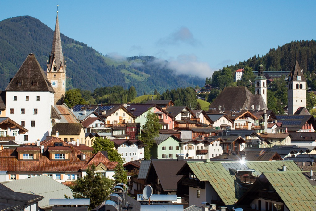 The skyline of Kitzbühel. Kitzbuehel Alps