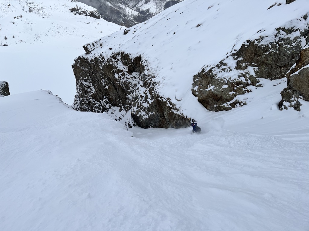 Freshies in the Patou couloir. Photo: Sergei Poljak