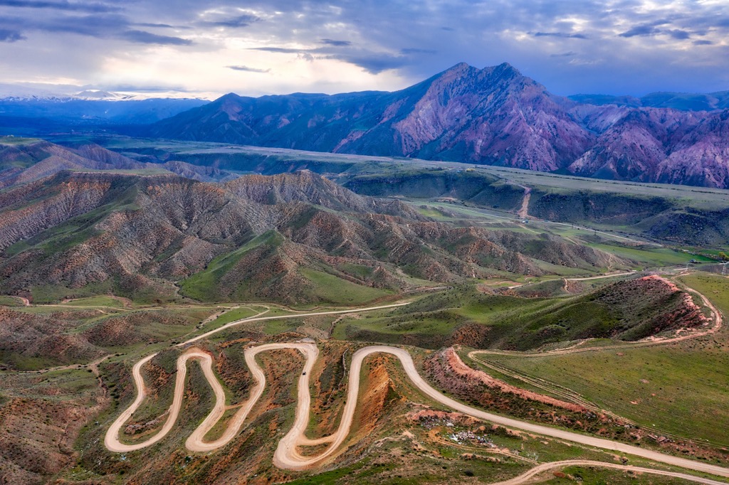 Bendy Mountain Road in Khosrov Forest State Reserve, Lesser-Caucasus, Armenia
