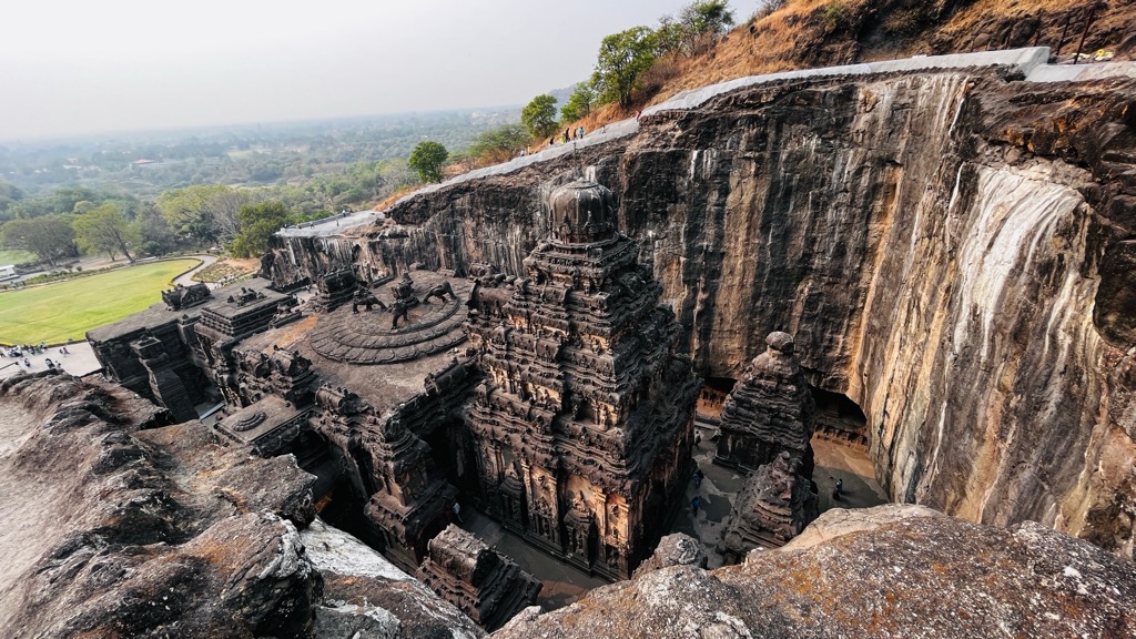 Kailasa Temple at Ellora Caves in Maharashtra. Maharashtra Mountains