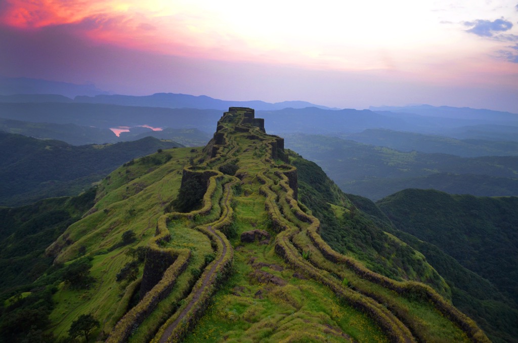 Rajgad at sunset. Maharashtra Mountains