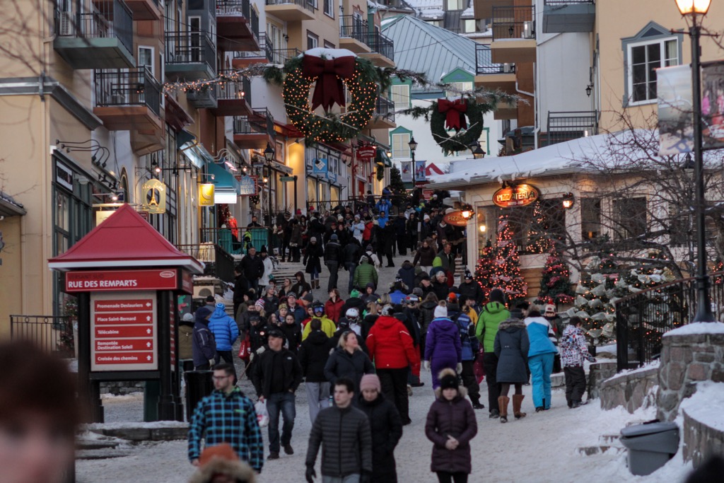 The village can get busy around the Christmas holiday. Mont Tremblant Ski Resort