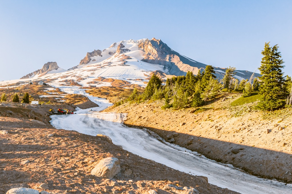 Ski run on the Top of Mt. Hood in the Summertime, North America