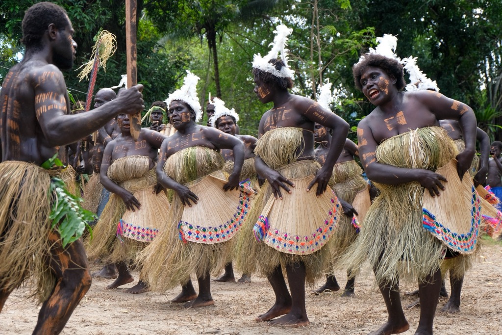 A Melanesian cultural performance in Bougainville, Papua New Guinea. Papua New Guinea