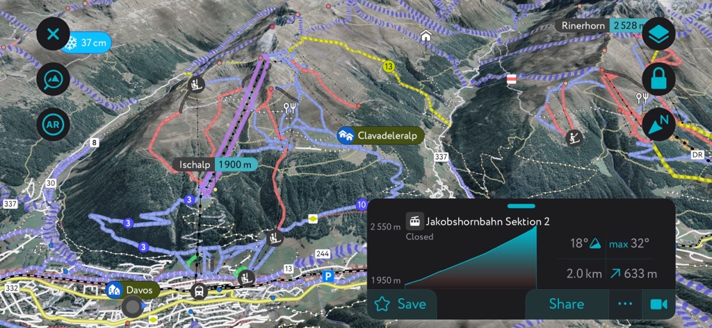 Davos on PeakVisor. Plessur Alps