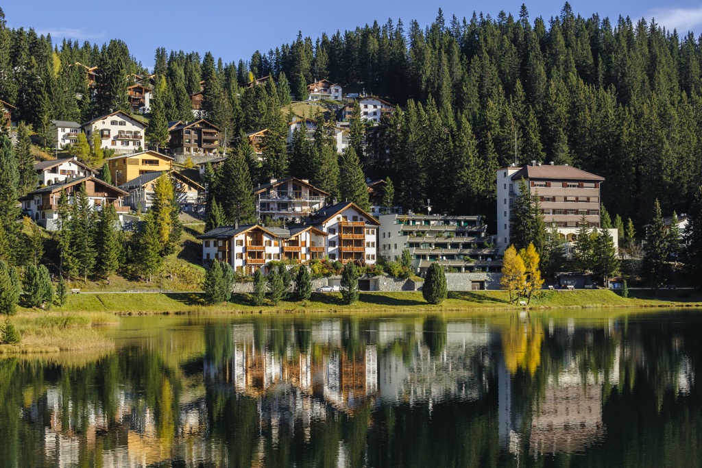 Arosa from across the Obersee. Plessur Alps