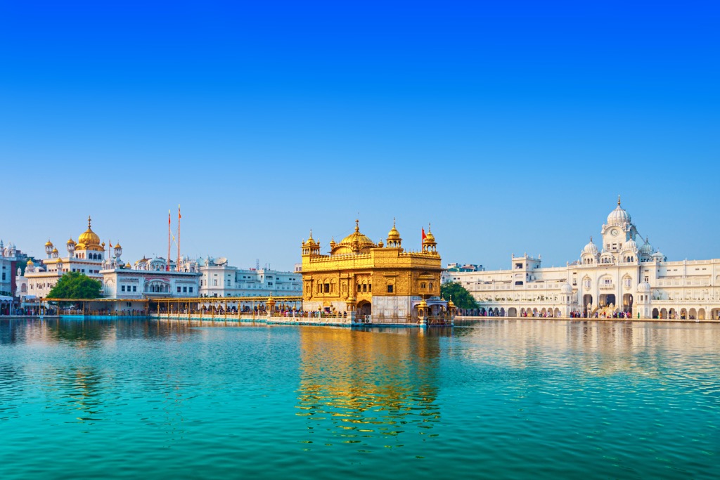 The Golden Temple of Amritsar. Punjab Mountains