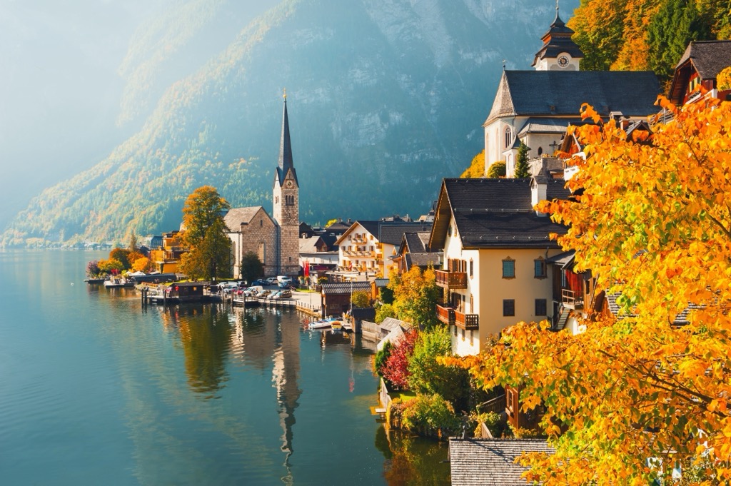 The famous village of Hallstatt, Austria. Salzkammergut Upper Austria