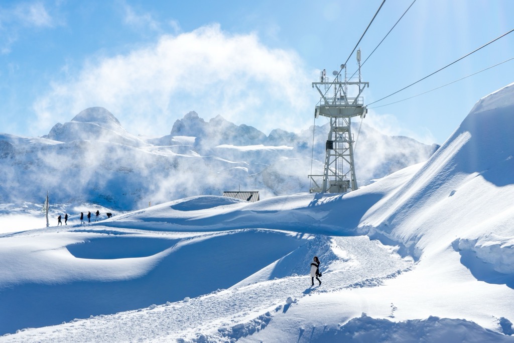 A powder day atop the Krippenstein cable car. Salzkammergut Upper Austria