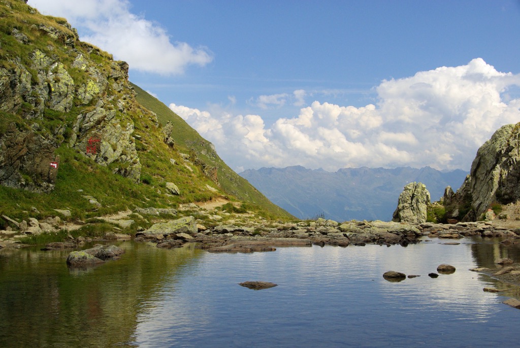 Furgler’s summit from Furglersee. Samnaun Alps