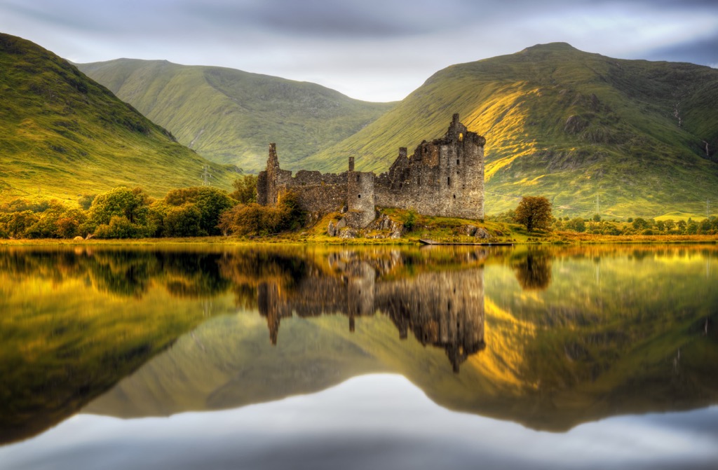 The ruins of Kilchurn castle on Loch Awe,  Scotland