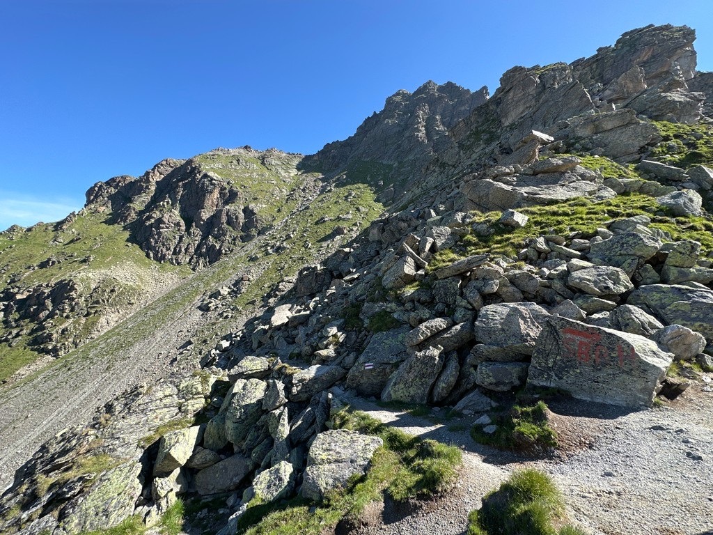 Hochmadererjoch Alpine Pass. Silvretta Alps