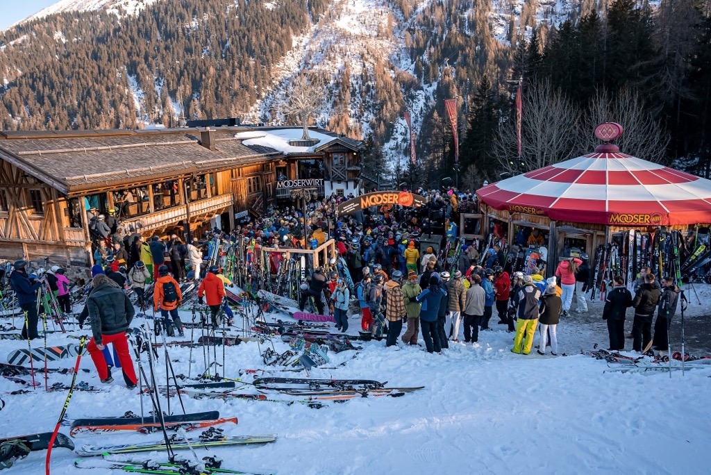 Typical scene at Mooserwirt. Ski Arlberg