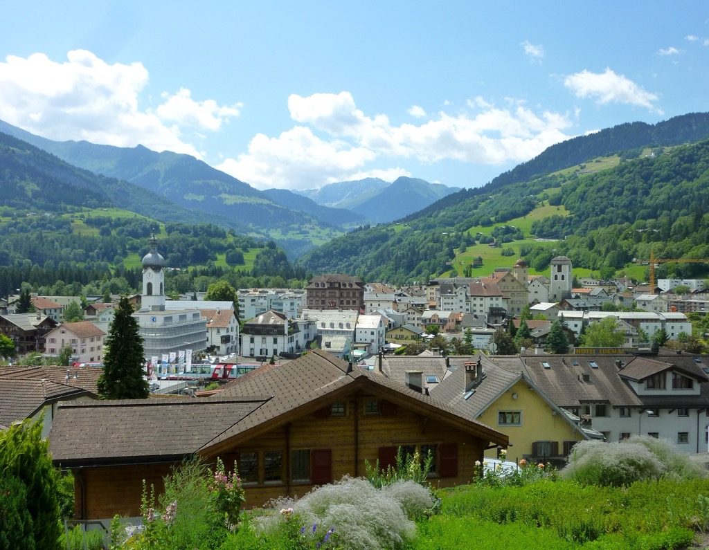 Ilanz’s skyline looking to the south. Surselva