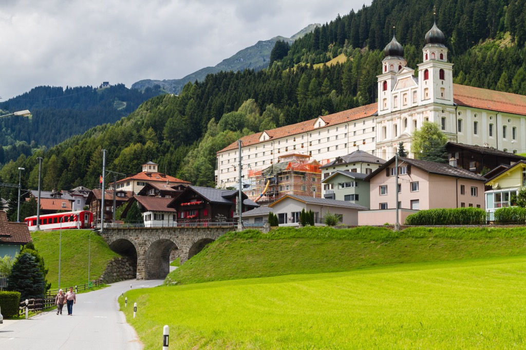 Disentis with Disentis Abbey visible to the right. Surselva