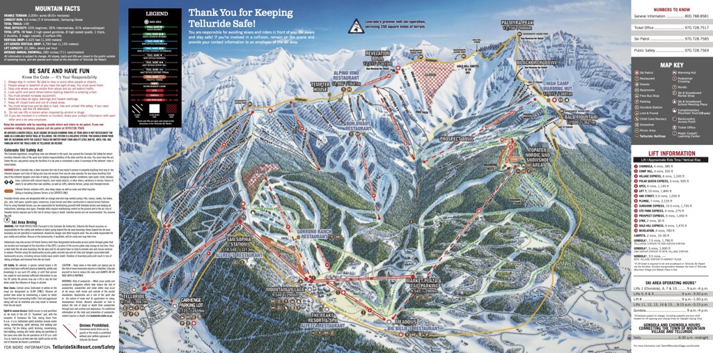 official trail map. Telluride Ski Resort. Photo: Sergei Poljak
