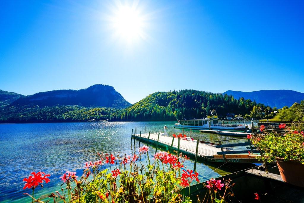 Lake Altaussee in the Totes Gebirge Mountains. Totes Gebirge