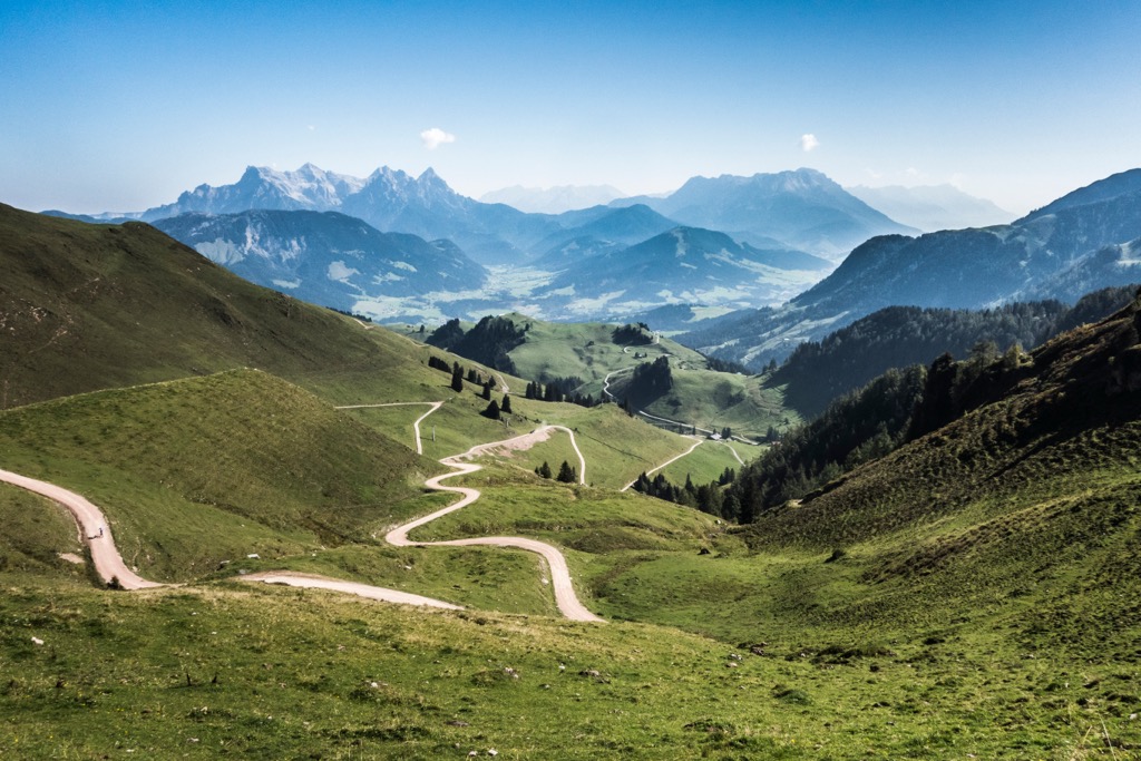 The view from the Kitzbüheler Horn’s slopes. Tyrol Schistose Alps