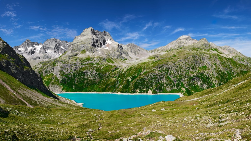 Kuchenspitze (3,148 m / 10,328 ft), Faselfadspitze (2,993 m / 9,820 ft), and Augstenbergkopf (2,881 m / 9,452 ft). Verwall Alps