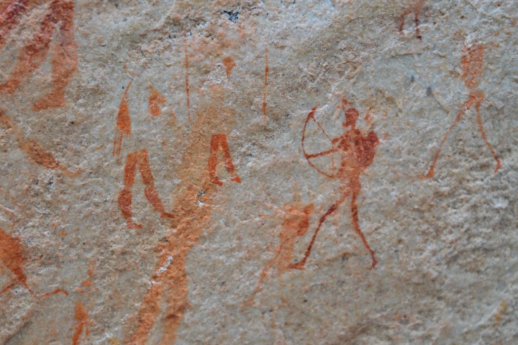 The Sevilla Rock Art Trail, near Clanwilliam, features dozens of scenes like this one. The paintings are estimated to be between 800 and 8,000 years old. West Coast