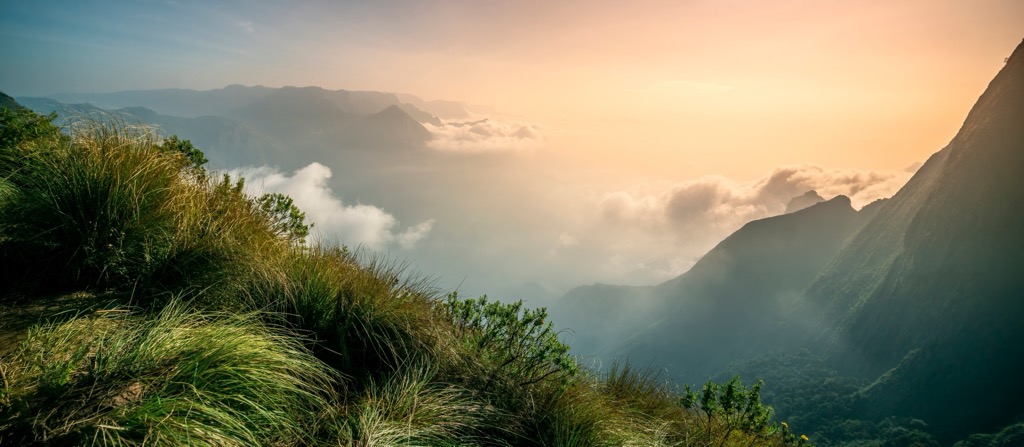 view from Kolukkumalai Munnar, Western Ghats, India