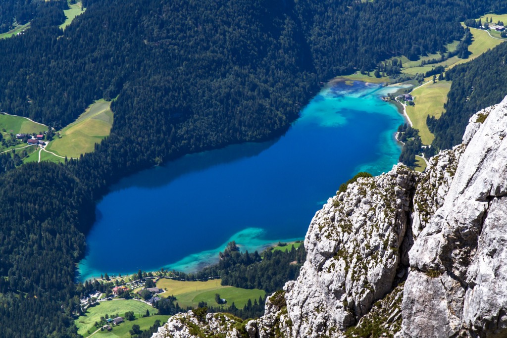Hintersteiner See from the slopes of Scheffauer. Wilder Kaiser