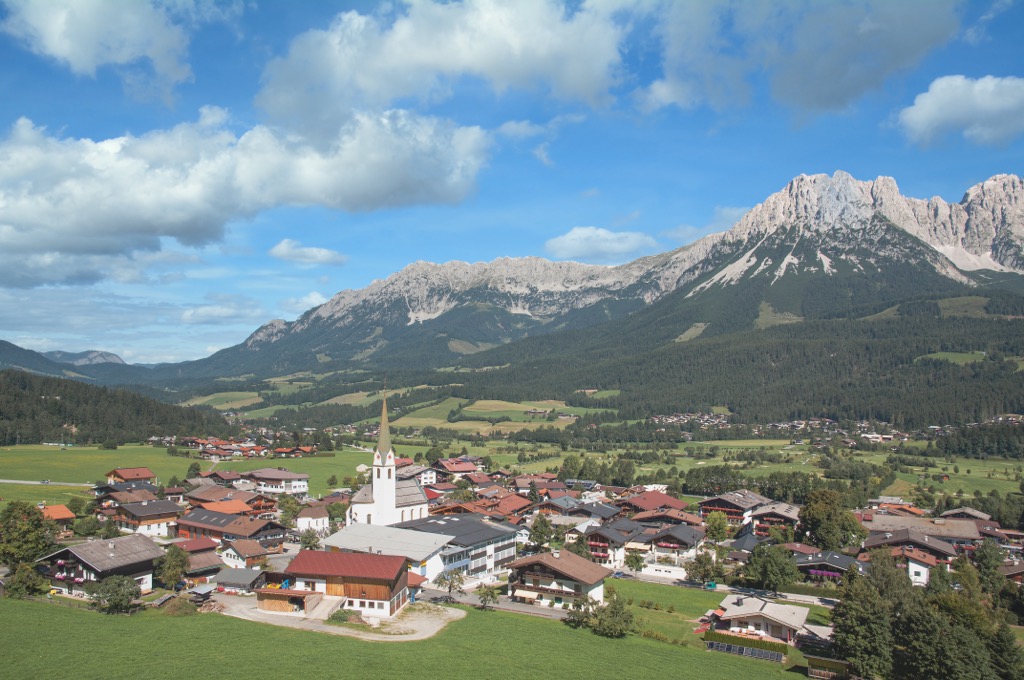 A bird’s-eye view of Ellmau. Wilder Kaiser