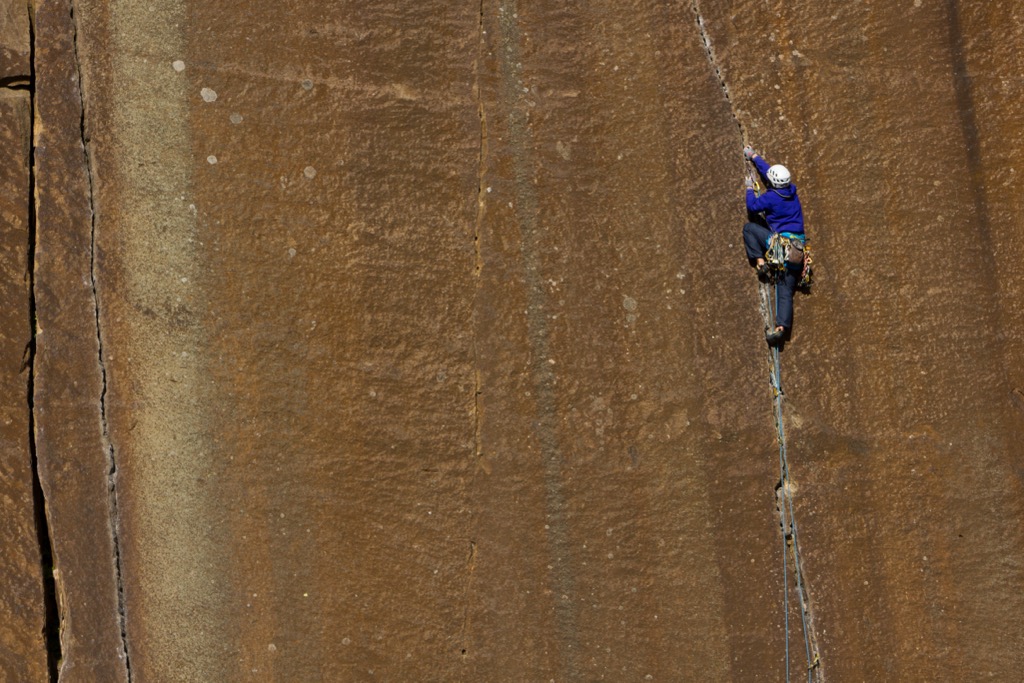 Crack climbing requires intense strength, endurance, pain tolerance, and plain old black magic. Once you get the hang of it, though, it’s all you’ll ever want to climb