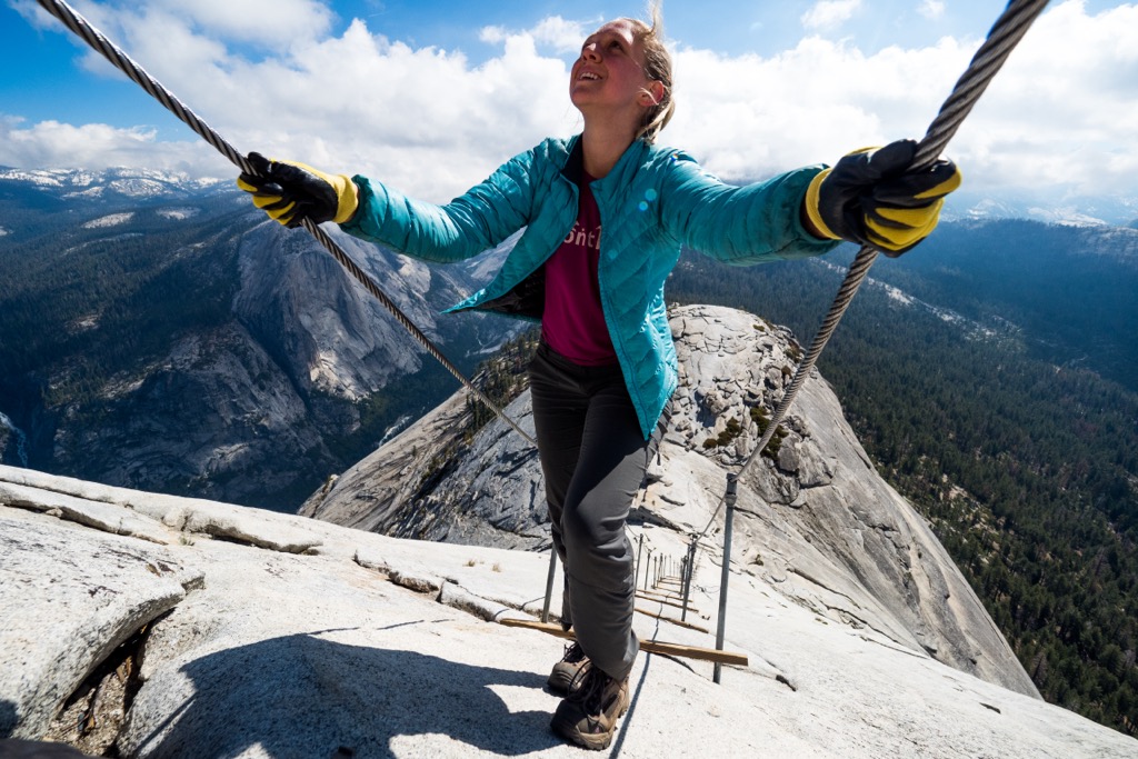 The famous Cable Route up Half Dome. It’s a major tourist attraction and is far more popular than any technical climb in the park