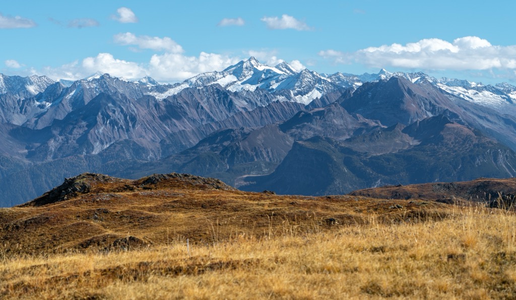 A panorama of the Reichenspitze Group. Zillertal Alps