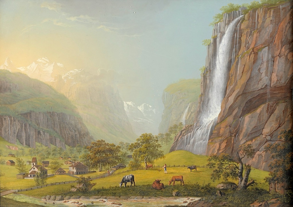 The Staubbach in the Lauterbrunnen Valley, gouache by Johann Heinrich Bleuler, c. 1820