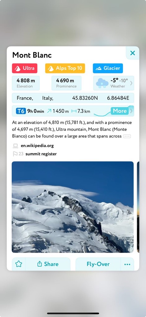On the PeakVisor App. Mont Blanc in a Day