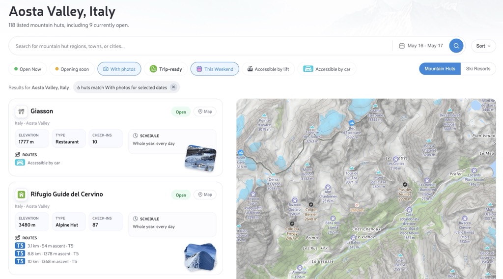 Mountain Huts, Finally Mapped for Real Trips