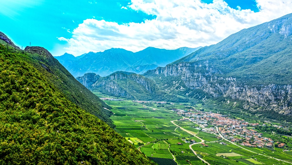 The Sarca Valley near Arco, at the northern end of Lake Garda, Italy