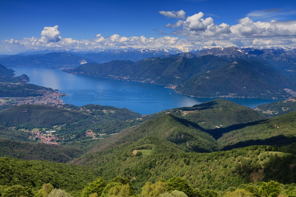 The view of Lake Maggiore from Monte Lema