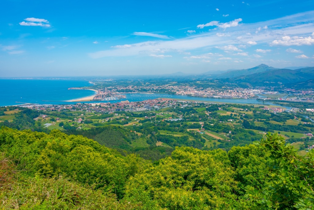 The Spanish-French border seen from above the town of Hondarribia