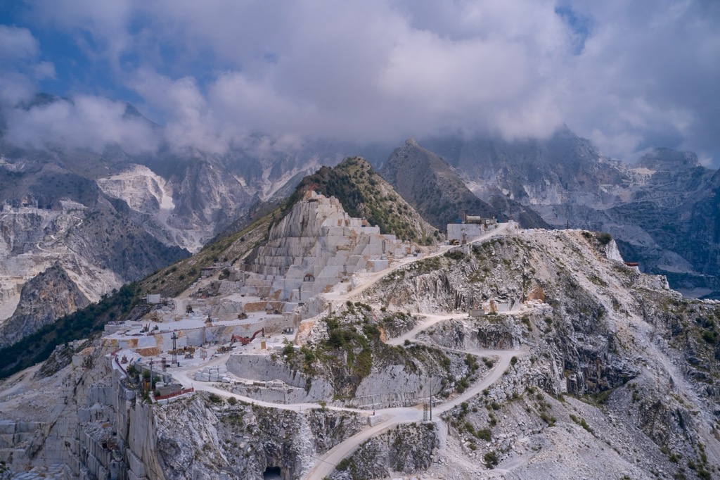 The famous marble quarries of Carrara, in the Apuan Alps
