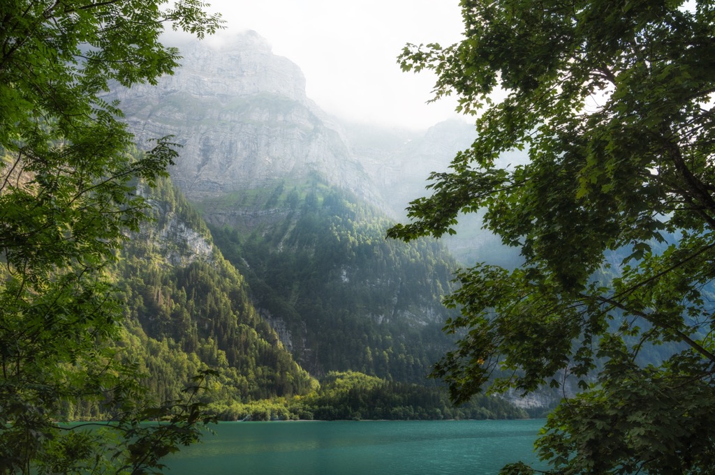 The Klöntalersee, one of Switzerland's most stunning alpine lakes