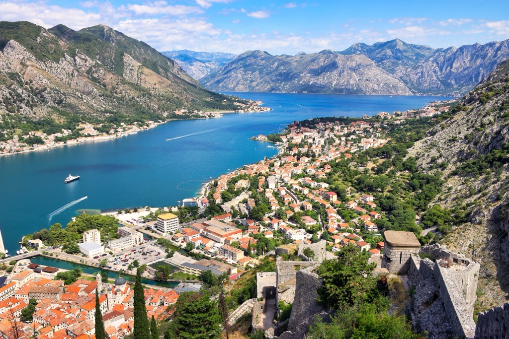 The Bay of Kotor and surrounding mountains